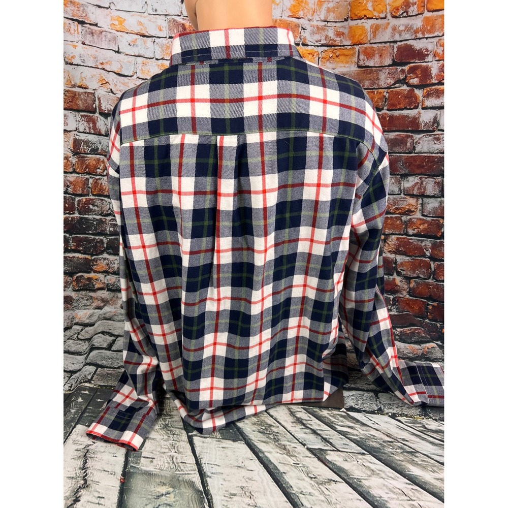Vineyard Vines Mens XXL Classic Fit Whale Shirt Plaid Cotton Flannel Navy Red - Picture 3 of 5